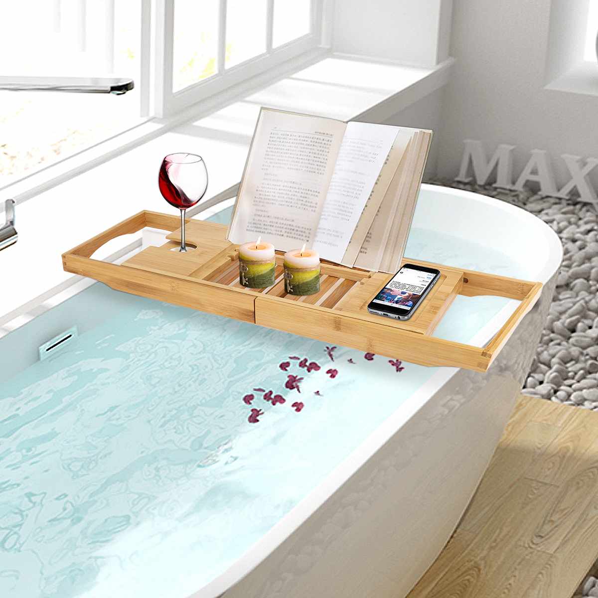 Extendable Bamboo Bathtub Tray Home Spa